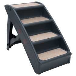 VIDAXL Folding 4-Step Dog Stairs Dark In Grey