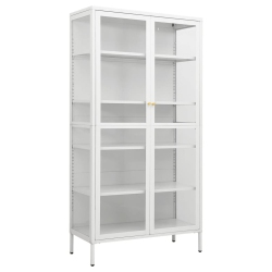 VIDAXL Display Cabinet 90X40X180 Cm Steel And Tempered Glass In White
