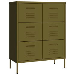 VIDAXL Drawer Cabinet Olive 80X35X101.5 Cm Steel In Green