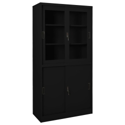 VIDAXL Office Cabinet With Sliding Door 90X40X180 Cm Steel In Black
