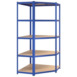 VIDAXL 5-Layer Corner Shelf Steel&engineered Wood In Blue