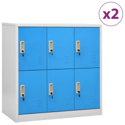 VIDAXL Locker Cabinets 2 PCs Light Grey And 90X45X92.5 Cm Steel In Blue