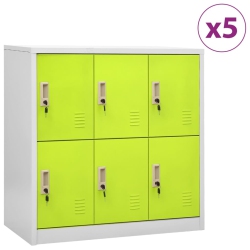 VIDAXL Locker Cabinets 5 PCs Light Grey And 90X45X92.5 Cm Steel In Green