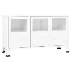VIDAXL Industrial Sideboard 105X35X62 Cm Metal And Glass In White