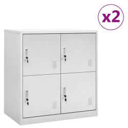 VIDAXL Locker Cabinets 2 PCs Light 90X45X92.5 Cm Steel In Grey
