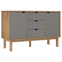 VIDAXL Sideboard Otta And Grey 113.5X43X73 Cm Solid Wood Pine In Brown
