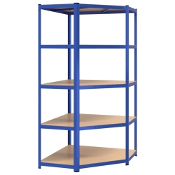VIDAXL 5-Layer Corner Shelf Steel&engineered Wood In Blue