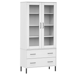 VIDAXL Bookcase With Metal Legs 85X35X172.5 Cm Solid Wood Oslo In White