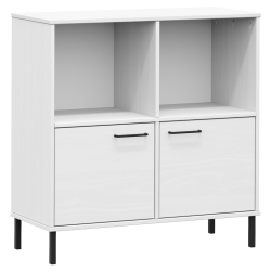 VIDAXL Bookcase With Metal Legs 90X35X90.5 Cm Solid Wood Oslo In White