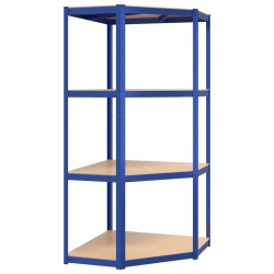 VIDAXL 4-Layer Corner Shelf Steel&engineered Wood In Blue