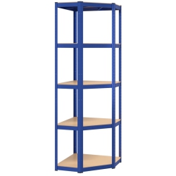 VIDAXL 5-Layer Corner Shelf Steel&engineered Wood In Blue