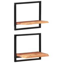 VIDAXL Wall Shelves 2 PCs 40X24X35 Cm Solid Wood Acacia And Steel