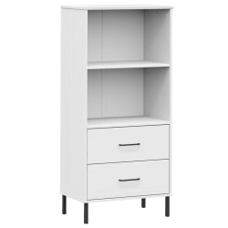 VIDAXL Bookcase With 2 Drawers 60X35X128.5 Cm Solid Wood Oslo In White