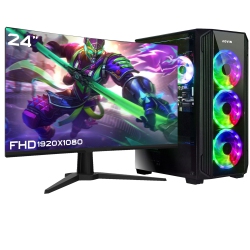 AQVIN Gaming PC Desktop Computer Tower - New 24 Inch Curved Gaming Monitor ( Intel I7 / 1Tb SSD / 32GB Ram / Geforce Gtx 1650 4GB / Windows 10 Pro )