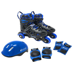 Chicago 2-In-1 Training Inline Skates Combo Set - Blue - Size J10-J13