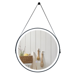 COSTWAY 24" Round Led Bathroom Mirror 3 Color Modes Anti-Fog Wall Mounted Hanging Mirror