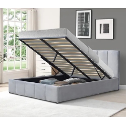 QUEENSONS Frankfurt Lift Top Storage Bed Queen Velvet In Grey