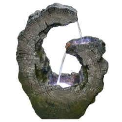 NORTHLIGHT Lighted Tree Trunk Waterfall Outdoor Garden Water Fountain - 26