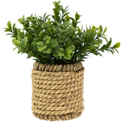 NORTHLIGHT Milan Leaf Artificial Mini Bush In Rattan Basket - 7