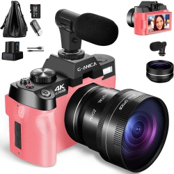 NBD G-Anica 4K Digital Cameras for Photography(Pink), 48 Mp Video/vlogging Camera for \w Wifi And Webcam, Portable 16X Digital Zoom Travel Camera \w