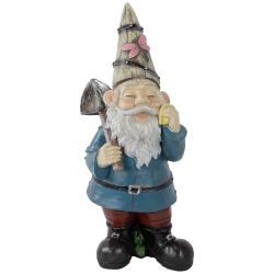 NORTHLIGHT Gnome With Shovel Outdoor Garden Statue - 15.25