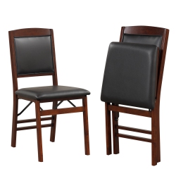 COSTWAY 2 Pack Folding Dining Chairs Foldable Chairs With Pvc Padded Seat & High Backrest