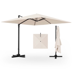 COSTWAY Patio 9.5Ft Square Cantilever Offset Hanging Umbrella 2-Tier 360° Outdoor