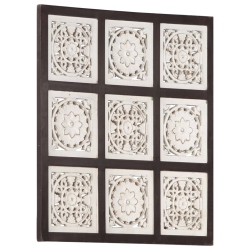 VIDAXL Hand-Carved Wall Panel Mdf 60X60X1.5 Cm Brown And In White