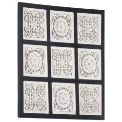 VIDAXL Hand-Carved Wall Panel Mdf 60X60X1.5 Cm Black And In White