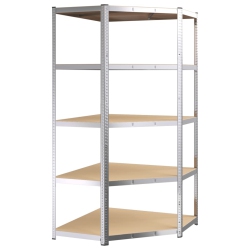 VIDAXL 5-Layer Corner Shelf Steel&engineered Wood In Silver