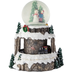 NORTHLIGHT Led Lighted Animated And Musical Christmas Snowman And Train Snow Globe - 9.25