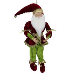 NORTHLIGHT Whimsical Elf Hanging Christmas Figure - 18" - And Green In Red