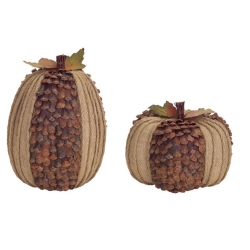 MELROSE Set Of 2 Fall Harvest Pine Cone Pumpkin Decorations 10