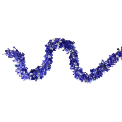 NORTHLIGHT Boa Wide Cut Tinsel Christmas Garland - 12' X 4" - Lavish And Silver - Unlit In Blue