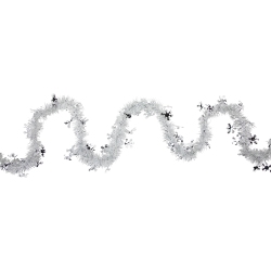 NORTHLIGHT Commercial Christmas Tinsel Snowflake Garland - 50" X 2' - And Silver - Unlit In White