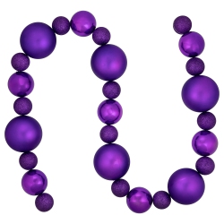 NORTHLIGHT 6' Shatterproof Ball 3-Finish Christmas Garland In Purple