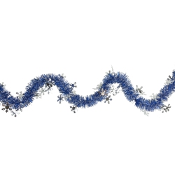 NORTHLIGHT Commercial Christmas Tinsel Snowflake Garland - 50' X 2" - Royal And Silver - Unlit In Blue