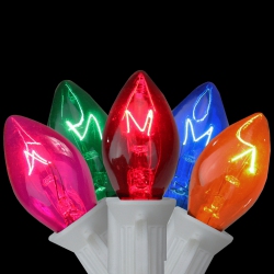 NORTHLIGHT C7 Christmas String Lights - Multi Color - 24' Wire - 25Ct In White