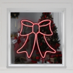 NORTHLIGHT Led Bow Neon Lighted Christmas Wall Or Window Decoration - 15" - In Red
