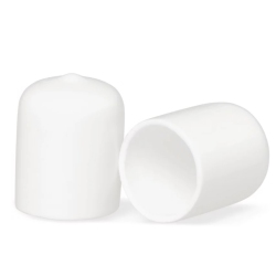 WINDOW WONDER 3/4" Round Vinyl End Cap Pipe Rubber Cover - 50 Count In White
