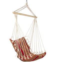 NORTHLIGHT Striped Hammock Chair With Padding And Wooden Bar -34" X 21" - And Yellow In Red