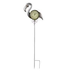 SWIM CENTRAL 41.75" Iron Flamingo Garden Stake Thermometer