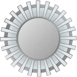 NORTHLIGHT 25.5" Matte Sunburst Round Wall Mirror In Silver