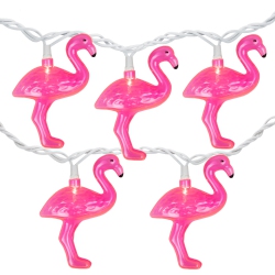 NORTHLIGHT Pink Flamingo Indoor Outdoor Patio Light Set - 7.25' Wire - 10Ct In White