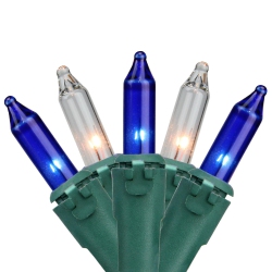 NORTHLIGHT Set Of 100 Blue & Clear Mini Christmas Lights 2.5" Spacing - Wire In Green