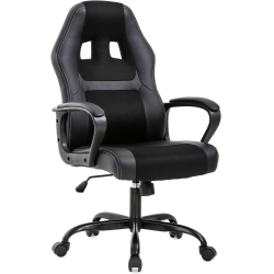 BESTOFFICE Office Chair PC Gaming Chair Cheap Desk Chair Ergonomic Pu Leather Executive Computer Chair Lumbar Support for Women, Men (Black)