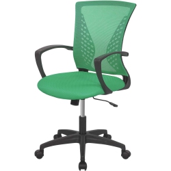 BESTOFFICE Home Office Chair Mid Back PC Swivel Lumbar Support Adjustable Desk Task Computer Ergonomic Comfortable Mesh Chair With Armrest (Green)