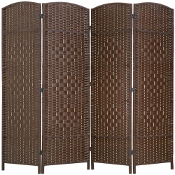 FDW Room Divider Folding Privacy Divider 6 Ft Indoor Wall Divider Portable Partition Wood Screen (4 Panel) In Brown