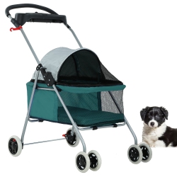 BESTPET Pet Stroller 4 Wheels Posh Folding Waterproof Portable Travel Cat Dog Stroller With Cup Holder