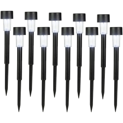 NORTHLIGHT Set Of 10 Solar Powered Led Pathway Markers, 12.25" In Black
